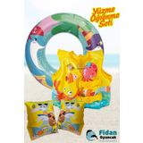 Fidan oyuncak Havuz Ve Deniz Çocuk Yüzme Öğrenme Seti, 23x15 Kolluk, 51 cm Simit Ve 41x30 cm Can Yeleği ( 3-6Yaş)