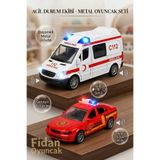 Fidan oyuncak Işıklı & Sesli Metal Ambulans ve İtfaiye Arabası Seti – Detaylı Tasarım, Gerçekçi Siren Sesleri