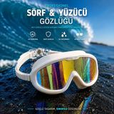 Fidan Oyuncak Profesyonel Sörf ve Yüzücü Gözlüğü - Anti-Fog Buğu Önleyici Uv Korumalı Aynalı Lens Geniş Görüş Deniz & Havuz Yüzme Gözlüğü - Beyaz
