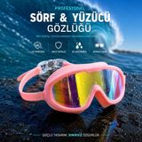 Fidan Oyuncak Profesyonel Sörf ve Yüzücü Gözlüğü - Anti-Fog Buğu Önleyici Uv Korumalı Aynalı Lens Geniş Görüş Deniz & Havuz Yüzme Gözlüğü - Pembe