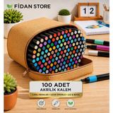 Fidanx Akrilik Kalem Marker Kalem Seti Boya Kalem Seti 100 Renk - Karışık Çok Renkli - 100 adet