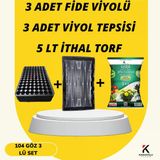 Fide Viyolü +Viyol Tepsisi + Ithal Torf 3 Er Adetlik Set Fide Yetiştirme Seti 5 Lt Torf Set