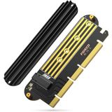 Fideco M.2 Nvme SSD Ngff To Pcie 4.0 (64GBPS) X16 M Key Kart Çevirici Soğutuculu Genişletme Kartı - Siyah