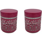 Fidex Home 2'li Renkli Cam Kavanoz Saklama Kabı 250ML Fuşya - 250 ml - 2 Adet