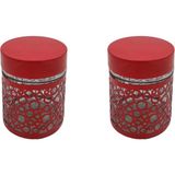 Fidex Home 2'li Renkli Cam Kavanoz Saklama Kabı 250ML Kırmızı - 250 ml - 2 Adet