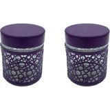 Fidex Home 2'li Renkli Cam Kavanoz Saklama Kabı 250ML Mor - 250 ml - 2 Adet