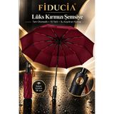 FIDUCIA Bordo Rüzgara Dayanıklı Tam Otomatik Şemsiye 10 Telli Fiber 120 cm Siyah Aç Kapa Sağlam Mekanizma