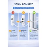 FIDUCIA Çelik Halatlı Pencere Güvenlik Kilidi Anahtarlı PVC Pimapen Cam Kilidi Bebek Çocuk Emniyet Kilidi