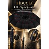 FIDUCIA Rüzgara Dayanıklı Tam Otomatik Şemsiye 10 Telli Fiber 120 cm Siyah Aç Kapa Sağlam Mekanizma