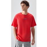 Fiesta %100 Pamuk Kalın Yumuşak Dokulu Oversize Fit Baskılı Erkek T-Shirt - 88354