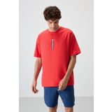 Fiesta %100 Pamuk Kalın Yumuşak Dokulu Oversize Fit Baskılı Erkek T-Shirt - 88360