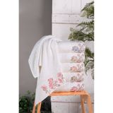 Fiesta Bambu 50x90 cm Süzine Nakışlı 6 lı Pvc Kutulu El Yüz Havlusu