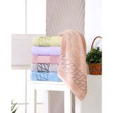 Fiesta Fiyonk Renkli %100 Pamuklu Deluxe Bukle Jakarlı 50X90 6 Lı El Yüz Havlusu - 50 x 90 cm - Koyu Gri - Pembe - Beyaz