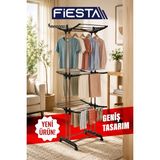 Fiesta FS-402 NovaDry 3 Katlı Tekerli XL EXTRA GENİŞ EXTRA BÜYÜK Çamaşır Kurutmalık - Kahverengi