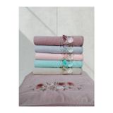 Fiesta Kadife Dual Bordür 3D Nakışlı Rennkli %100 Pamuk 6 Adet 30X50 Cm Mutfak Havlusu