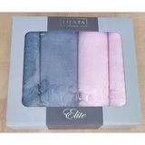 Fiesta Kısmi Kadife Jakarlı Hamam Takımı - 90 x 150 cm - 50 x 90 cm - Mavi - Pembe