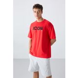 Fiesta Pamuklu Kalın Yumuşak Dokulu Oversize Fit Baskılı Erkek T-Shirt - 88331
