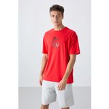Fiesta Pamuklu Kalın Yumuşak Dokulu Oversize Fit Baskılı Erkek T-Shirt - 88332