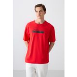 Fiesta Pamuklu Kalın Yumuşak Dokulu Oversize Fit Baskılı Erkek T-Shirt - 88334