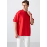Fiesta Pamuklu Kalın Yüzeyi Dokulu Oversize Fit Basic Erkek T-Shirt - 88339