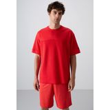Fiesta Pamuklu Kalın Yüzeyi Dokulu Oversize Fit Basic Erkek T-Shirt - 88340