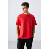 Fiesta Pamuklu Kalın Yüzeyi Dokulu Oversize Fit Baskılı Erkek T-Shirt - 88338