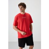 Fiesta Pamuklu Kalın Yüzeyi Dokulu Oversize Fit Baskılı Erkek T-Shirt - 88364
