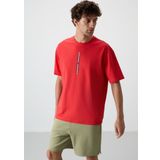 Fiesta Pamuklu Kalın Yüzeyi Dokulu Oversize Fit Baskılı Erkek T-Shirt - 88366