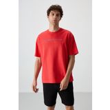 Fiesta Pamuklu Kalın Yüzeyi Dokulu Oversize Fit Baskılı Erkek T-Shirt - 88371