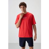 Fiesta Pamuklu Kalın Yüzeyi Dokulu Oversize Fit Baskılı Erkek T-Shirt - 88372