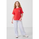 Fiesta Pamuklu O Yaka Oversize Fit Baskılı Kız Çocuk T-Shirt - 75178