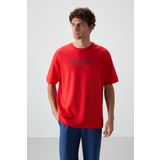 Fiesta-Parlament Pamuklu Kalın Yumuşak Dokulu Oversize Fit Baskılı Erkek T-Shirt - 88320