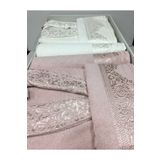 Fiesta Unisex Pudra Krem Jakarlı 6 Parça Bornoz Seti 537