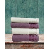 Fiesta Vıp Jakarlı 4 Lü Hamam Takımı 2 Adet 50 x 90 cm 2 Adet 90 x 150 cm - 90 x 150 cm - Beyaz - Kırmızı