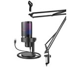 Fifine A9 Usb Rgb Oyuncu Yayıncı Bilgisayar Mikrofonu Cs1 Masa Tipi Mikrofon Stand (35X35)