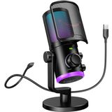 FIFINE AM6 AMPLIGAME RGB Gaming Mikrofon - Oyun/Sohbet Ses Dengesi - USB Yayın ve Kayıt Mikrofonu - Gürültü Önleyici PC Masaüstü Mikrofon - Twitch/Discord/Podcast için - PS4/PS5 Uyumlu