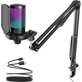 Fifine Ampligame A6t Rgb Yayıncı Usb Mikrofon Seti A6t siyah