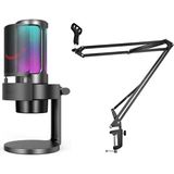 Fifine Ampligame A8 USB Rgb Mikrofonu + Acro D1 Masa Tipi Mikrofon Stand Ayaklık Sehpası (50X50) - Siyah