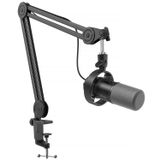 FIFINE Boom Kol Standlı Dinamik Podcast Mikrofon Seti, Vokal Akışı Kaydetmek için Stüdyo XLR/USB Mikrofon, Sessiz Dokunmalı Metal Mikrofon, Kulaklık Jakı, Ağır Hizmet Boom Kolu-K688T