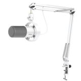 FIFINE Boom Kollu Dinamik Mikrofon, Stüdyo Vokal XLR Mikrofon, Podcast USB Mikrofon Seti, Sessiz Düğmeli, Ses Düğmesi, Kulaklık Jakı, Akış Kaydı için-AmpliTank K688CT Beyaz