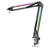 FIFINE Mikrofon Bom Kolu, RGB Kontrollü Metal Ayarlanabilir Mikrofon Kol Standı, 1 cm ila 0,6 inç Vida Adaptörü, Masa Montaj Kelepçesi, Oyun Akışı için Süspansiyon Makaslı Mikrofon Standı