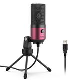FIFINE Mikrofon PC USB, Mikrofon, MAC PS4 PS5 için, Standlı Akış Mikrofonu, Stüdyo Kalitesi Kayıt Kondansatörlü Mikrofonlar - Kırmızı