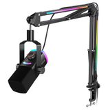 FIFINE Oyun Mikrofonu Seti, XLR/USB Dinamik PC Mikrofonu Podcast Kayıt için Bom Kollu RGB Akış Mikrofon Seti, Dokun-Sessiz, Mix Kontrolü, Kulaklık Jakı-AmpliGame AM8PROT