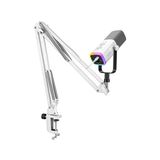 FIFINE Oyun XLR/USB Mikrofon Seti, PC/PS5 için Akış Dinamik Mikrofon Seti, Vokal Podcast Kayıt Seslendirmesi için Bilgisayar Mikrofonu, Kulaklık Jakı, Kazanç Düğmesi, Kol Standı-AmpliGame AM8T Beyaz