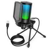 FIFINE PC oyun mikrofonu, USB mikrofon, yayın podcast stüdyosu için, mikrofon standı ve sessize alma tuşlu, PS4 PS5 Mac için