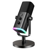 FIFINE USB/XLR Dinamik Mikrofon, Podcast Kayıt için, RGB Işıklı PC Bilgisayar Oyun Akış Mikrofonu, Sessiz Düğme, Kulaklık Jakı, Masaüstü Standı, Şarkı Söylemek için Vokal Mikrofon YouTube-AmpliGame