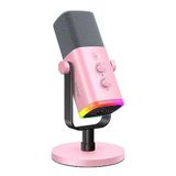 FIFINE XLR/USB Mikrofon, Kulaklık Jaklı Oyun Kaydı PC Mikrofon, Sessiz Düğmesi, Bilgisayar için Dinamik RGB Mikrofon, Podcasting için Akış Mikrofonu, YouTube Video-AmpliGame AM8 Pembe
