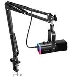 Fıfıne Xlr/Usb Mikrofon Seti, Yayın Ve Podcast İçin, Dinamik Rgb Mikrofon Kiti, Bom Kol Standı, Sessize Alma Düğmesi, Kulaklık Jakı, Vokal V