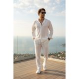 Fifty Color Kırışmaz Yazık Likralı Bürümcük Kumaş Gömlek ve Pantolon Takım