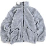 Fifty Color Peluş Wellsoft Dik Yaka Cepleri Fermuarlı Erkek Oversize Ceket Rahat Günlük Stil - 00E-Gri